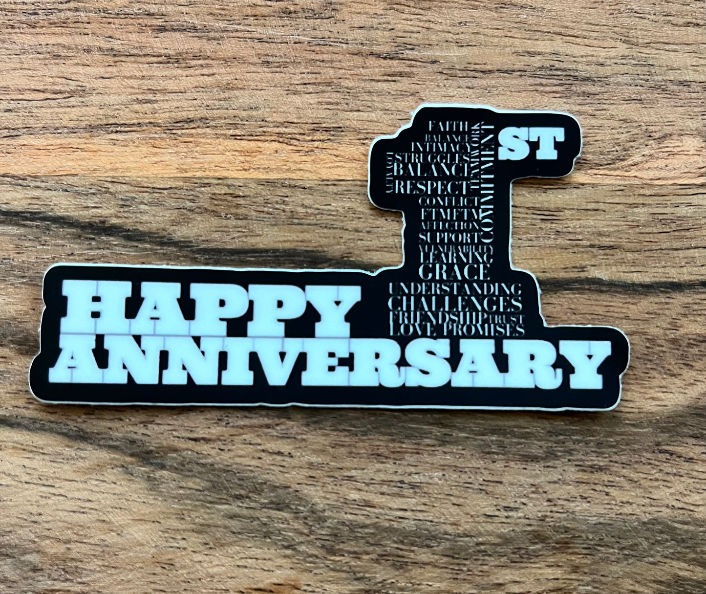 Happy 1st Anniversary 3"x1.6" "Sticker"