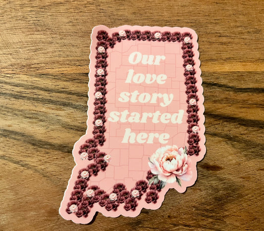 Indiana Love Sticker 2.81'X4'